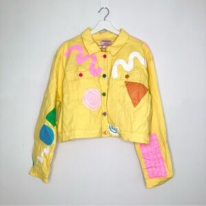Dolls Kill x Zip Zag Retro Lemon Drop Trucker jacket size XL new